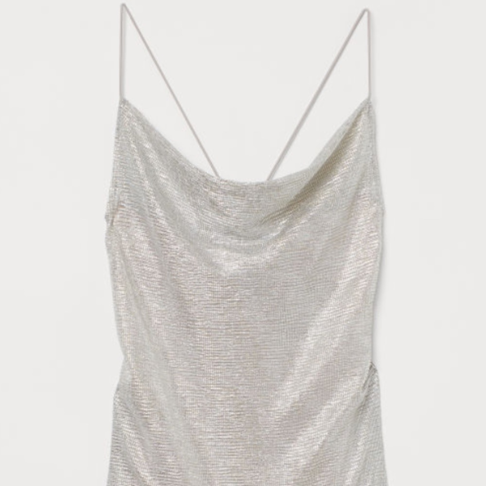 PROM/ FORMAL Metallic, Shimmery Cross Strap Dress
